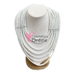 Colier cu cercei AS39II Argintiu cu perle Albe